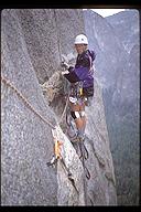 David Benson leading pitch 7 on Lurking Fear (VI 5.10 C2). El Capitan, Yosemite, California