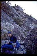 David Benson getting ready for bed on top of El Capitan. Yosemite, California